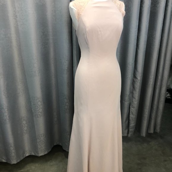 NEW Blush Pink Mother of the Bride/Groom Formal Long Dress Bridesmaid, Lace Back - Picture 7 of 13